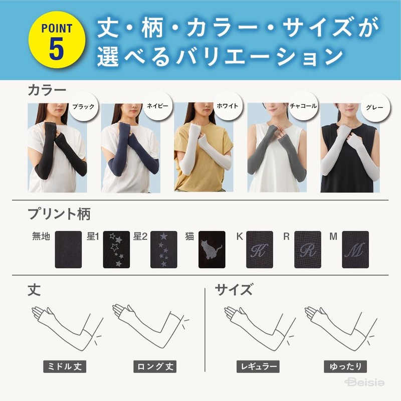 beisia Hearrest Women's Arm Cover Middle, Black