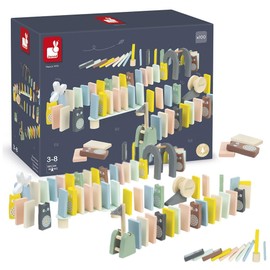 Janod - Wooden Dominoes - Sweet Cocoon Collection - Early-Learning and Early Years Toy, Water-Based Paint - Skill Toy - Teaches Fine Motor Skills Learning and Concentration - Ages 3 and Up, J04404