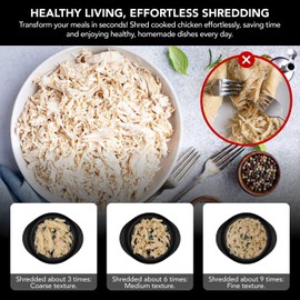 Chicken shredder Large chicken shredder tool twist NO tray, Meat shredder tool twist for any meat, Visible Chicken Breast Grinder Machine for Ground Food, BPA Free, designed in the USA (Deep Black)