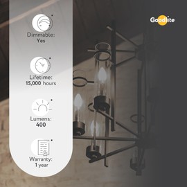 Goodlite C32 LED Chandelier Bulb, Torpedo Tip, 3.5W (40W Equal), Dimmable, 400 Lumens, Neutral White 3500K, 15k Hrs, Eco-Friendly, Ideal for Candelabra & Decorative Lighting, E12 Base, 10pk. (G-20200)