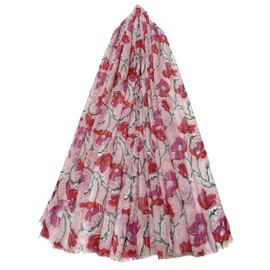 GFM® Women's Morning Glory Floral Print Scarf for Spring and Summer (Pink) (PSCF-FS-481-A-GLB)