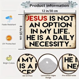 Smilelife Christian Jesus Gifts Vintage Jusus is A Daily Necessity Tin Sign Religious Metal Wall Art for Home Church Prayer Room Office Chapel Decor 8x12 Inch(3867)