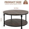IDEALHOUSE Round Coffee Table for Living Room Rustic Center Table