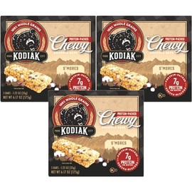 Kodiak Cakes Protein Packed Chewy Granola Bars - Smores - 5 Bars Per Box - 3 Boxes - In Mighty Merchandise Packaging