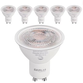 GEPLAD 6-Pack GU10 LED Bulb Dimmable, 3000K Soft White GU10 Bulb Replacement for Track Lighting, 582LM, 6W(50W Equivalent) LED Light Bulb for Kitchen, Range Hood, Living Room, Bedroom