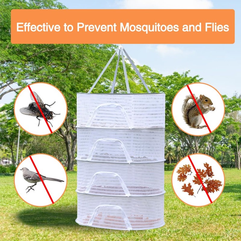 Cudeyrey Herb Drying Net, 4-Layer Hanging Drying Net, Mesh Drying