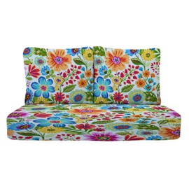 RSH DECOR: Deep Seating Loveseat Cushion Set | 46” x 26” Loveseat | All-Weather Spun Fabric | Outdoor Foam Settee and Pillow Back Cushions for Patio Furniture | Gregoire Fresco