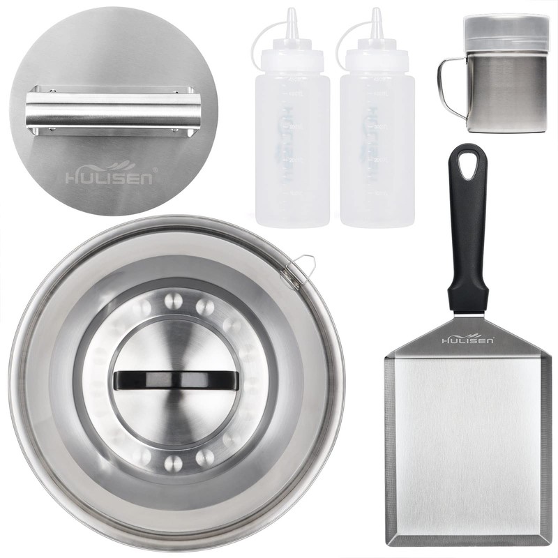 HULISEN Smashed Burger Kit, Burger Press, 12 Inch Basting Cover,