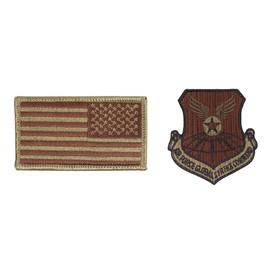 USAF Global Strike Command OCP Spice Brown Patch and Reverse Flag Bundle (Military Issued)-Veteran Owned Business (Single Bundle)