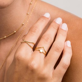 Honsny 11PCS Adjustable Stackable Rings for Women, Silver Gold Knuckle Rings Set Joint Finger Rings Pack Cute Rings for Teen Women