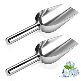 2 Pcs Ice Scoop for Freezer, 6 Oz Metal Ice Scooper, Stainless Steel Small Scoops with Round Bottom for Ice Machine Kitchen Flour Bar Party Wedding Pet Dog Food