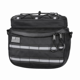 KEMIMOTO Motorcycle Handlebar Bag, Universal Tool Bag with Reflective Strips, Snowmobile Handle Bar Bag, Sissy Bar Bag, Bicycle Front Fork Storage Bag Compatible with Cruiser Softail Dyna Sportsters