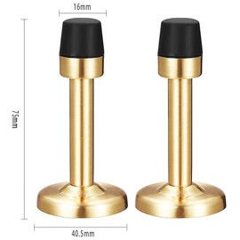 Pack of 2 Door Stops, Gold Stainless Steel Wall Protection, Home Door Stopper with Rubber Buffer Bumper for Sound Dampening