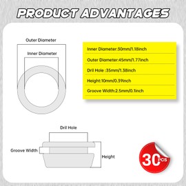 30 Pack Rubber Grommets 1-3/8" (35mm) Drill Hole, 1-3/16" (30mm) ID Double Sided Hole Plugs Gasket for Cable & Wire Firewall Protection, Automotive & Electrical, Black