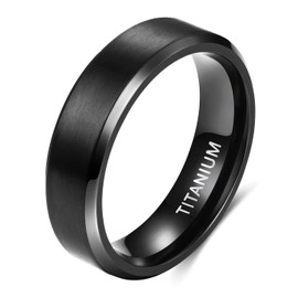 TIGRADE Titanium Rings 4MM 6MM 8MM 10MM Wedding Band in Comfort Fit Matte for Men Women Size 3-15, Black 6mm, Size 13