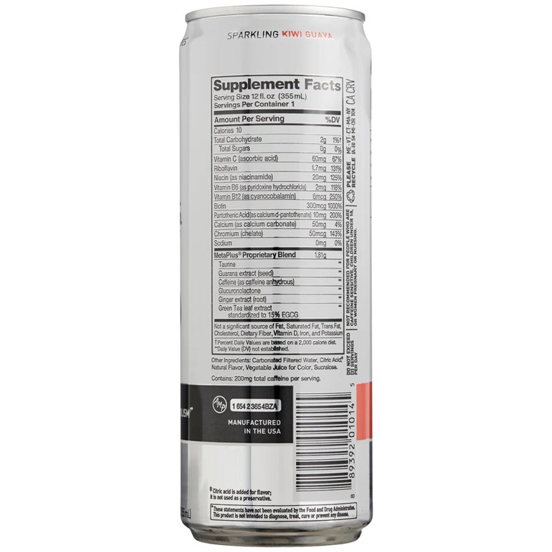 Celcius-Sparkling Kiwi Guava, 24 CT, Energy Drink Slim Cans 12
