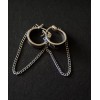 Chic 925 Silver Huggie Earrings with Dangling Chain, 1.5" Length,