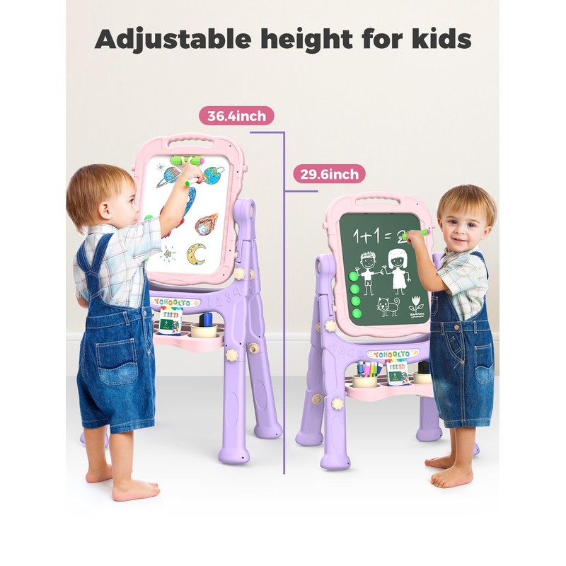 YOHOOLYO Kids Easel Standing Art Easel for Kids, Double Sided