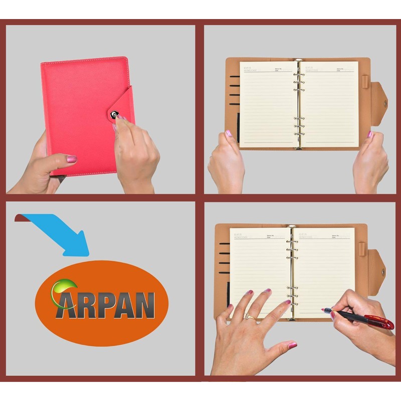 Arpan A5 Executive Personal Organiser Ruled Notebook Padded Leather Cover