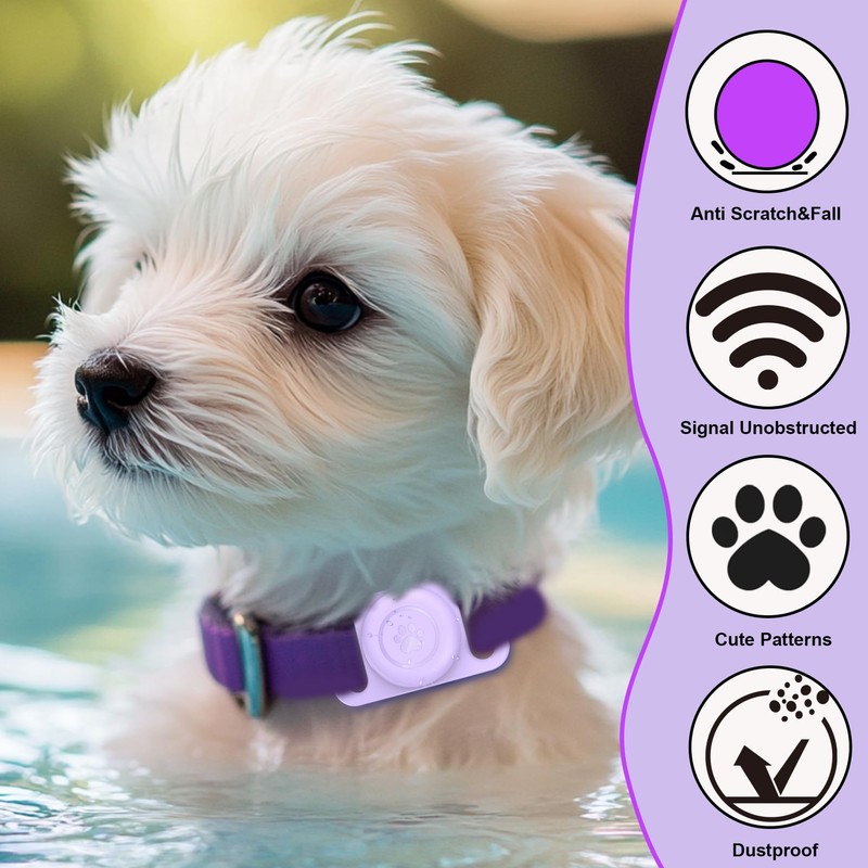 [2 Pack] Waterproof AirTag Dog Collar Holder Case, Silicone Full-Body