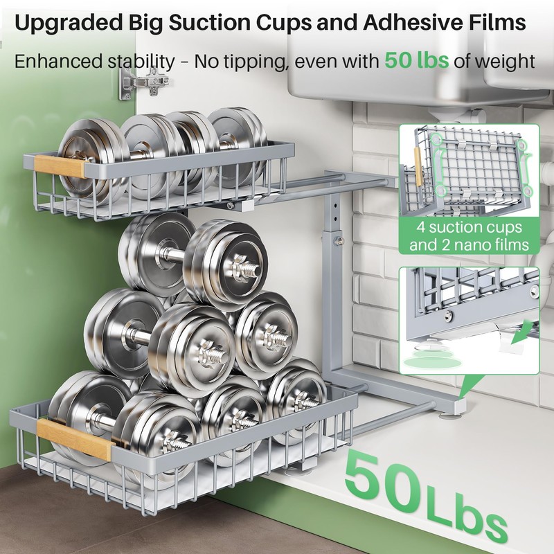 Pull out Cabinet Organizer, 1 Pack Under Sink Organizer, Slide