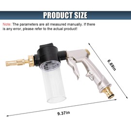 ZIMISI Car Wash Foam Gun Sprayer, Metal High-Pressure Car Wash Sprayer with 3.5oz/100cc Plastic Soap Dispenser Bottle, Adjustable Nozzle Foam Gun for Washing, Watering Plants, Floor Cleaning (Silver)
