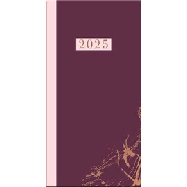 2025 Stylish Purple Marble Design Slimline Pocket Hardcover Diary Week to View Planner Home Office