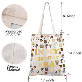 TGBJE History Lover Gift In My History Era Tote Bag Historian Gift History Teacher Shopping Bag History Geek Shoulder Bag (C-History Era tote)