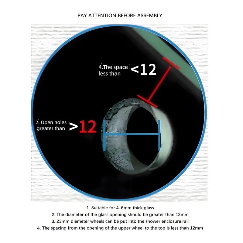 KEABATH 2pcs Shower Glass Door Rollers, Twin Wheels Runner Pulley,