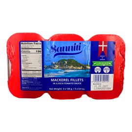 Sanniti Mackerel Fillets in a Rich Tomato Sauce | Super Food | High in Protein | High in Omega 3, 4.4 oz (Pack of 3)