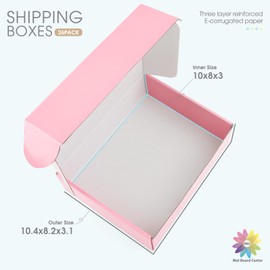 Mat Board Center, Pink Shipping Boxes 10"x8"x3" - 26 Pack Small Cardboard Corrugated Mailer Boxes for Small Business Packaging Mailing Packing Gift