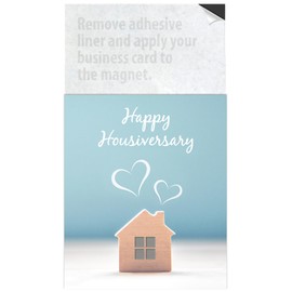 Business Card Magnet Notepads and Designer Envelopes, Peel and Stick Your Business Card, Year Round Magnetic Marketing Supply (Happy Housiversary Notepad)