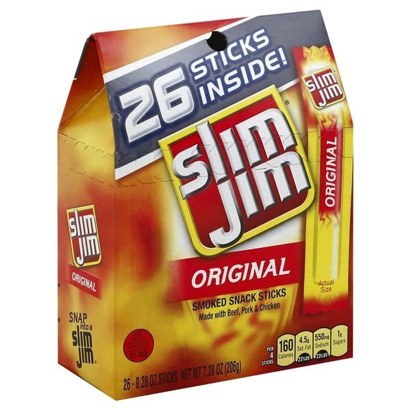 Slim Jim Original Flavor, .28 Oz. 26-Count, 7.28 Oz. (Pack of 1)