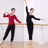 Women's Long Sleeve Ballet Dance Training Suit Set for Modern Latin Classic Chinese Dance & Gymnastics Strap Wine Long Sleeve Set+S 2ea