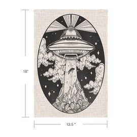 Zaueky Garden Flag Alien UFO Small Yard Flag 12X18 Inch Fade Resistant Double Sided Vertical Great For Holiday Outdoor Decoration I Want To Leave Spaceship Attractive Force Light Dark