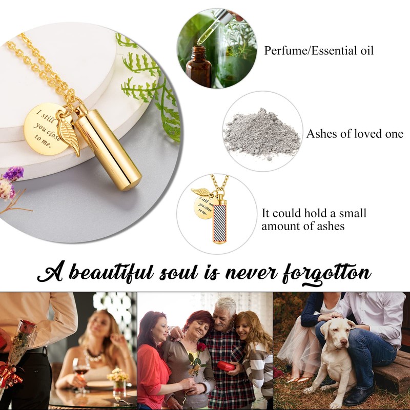 abooxiu Cylinder Urn Necklace for Ashes Cremation Jewelry/Keychain for human