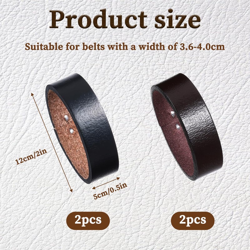 4 Pack Belt Loop Keepers, Leather Loop Keeper Accessories Belts