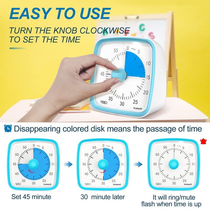 Yunbaoit Visual Timer with Night Light, 60-Minute Countdown Timer for