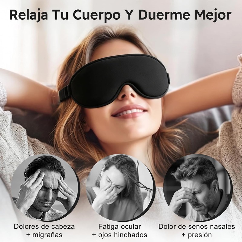 Kit de Sueño Profundo, Antifaz para Dormir 3D 100% Oscuridad