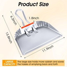4 Pack Heavy Duty Metal Dustpan Large Wide Dust Pans for Household Handheld Wide Scooper and Debris Cleaning Tool Ideal for Home and Commercial Use(Grey,12 Inch)