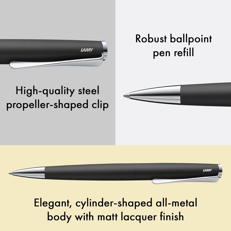 Lamy studio black - ballpoint pen in elegant stainless steel