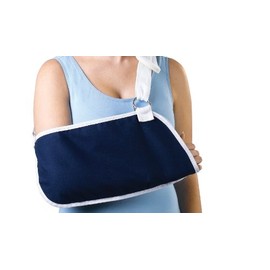 Medline Deep Pocket Arm Sling with Neck Pad, Durable Poly/Cotton, 13.75 Inches L x 7.5 Inches D Pouch, Size Small, Dark Blue, 1 Each