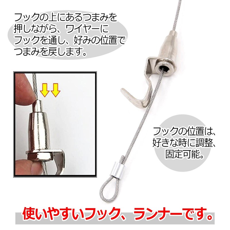 ZERONOWA Picture Rail Wire Hooks Hanger Hanging Adjustable Hooks (Set