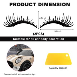 KVAEY 2 PCS Car Headlight Eyelash Stickers, Cute Fake Eyelashes Decal for Bumper Auto Body Window, Waterproof Reflective PET Charming Eyelash Sticker Funny Decor for Car SUV Truck (Black)