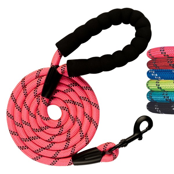 Glorypet Rope Dog Leash 5 ft, Heavy Duty, Reflective, Tangle-Free