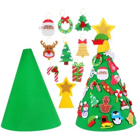 Milisten 3D DIY Felt Christmas Tree Set, Felt Christmas Tree Kit for Kids with 29 Pcs Detachable Ornaments for Christmas