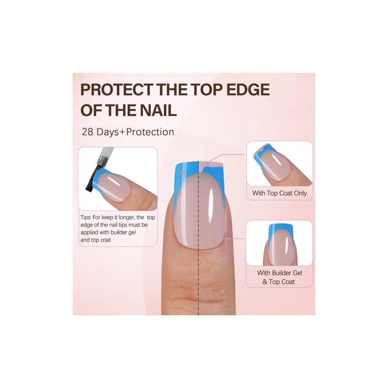 Misssix XBASICTIPS Uñas postizas francesas, 150 unidades, uñas postizas de