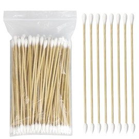 Pack of 100 Bamboo Cotton Buds, 15 cm Cotton Swabs, Double Head Cleaning Sticks for Makeup, Cleaning, Eyebrows, Beauty, Nails