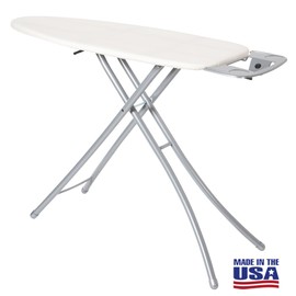 Ironing Board Extra Wide 18” Made in The USA by Seymour Home Products (Khaki), Includes Iron Rest, Cover & Pad | 4 Heavy Duty Legs for Extra Support | Steel Mesh Top for Advanced Steam Flow