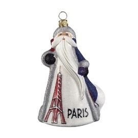 French Santa in Paris France Polish Glass Glitterazzi Christmas Ornament ONE pc